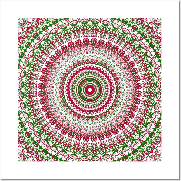 Hippie Boho Trippy Groovy Christmas Mandala Wall Art by Kaleiope_Studio